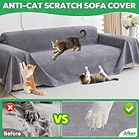 Vista 2 de Loiion Fundas de sofá para sofá de 3 cojines, funda gris resistente a los arañazos de gatos – Fundas protectoras antideslizantes y gruesas