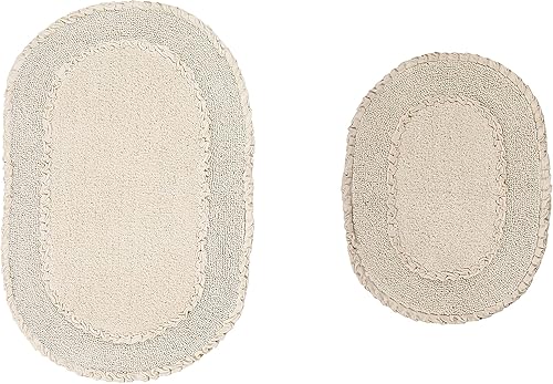 Home Weavers Double Ruffle Collection - Juego de alfombras de baño 100 % algodón, lavables, extrasuaves y absorbentes, tapete de cocina, tapete de
