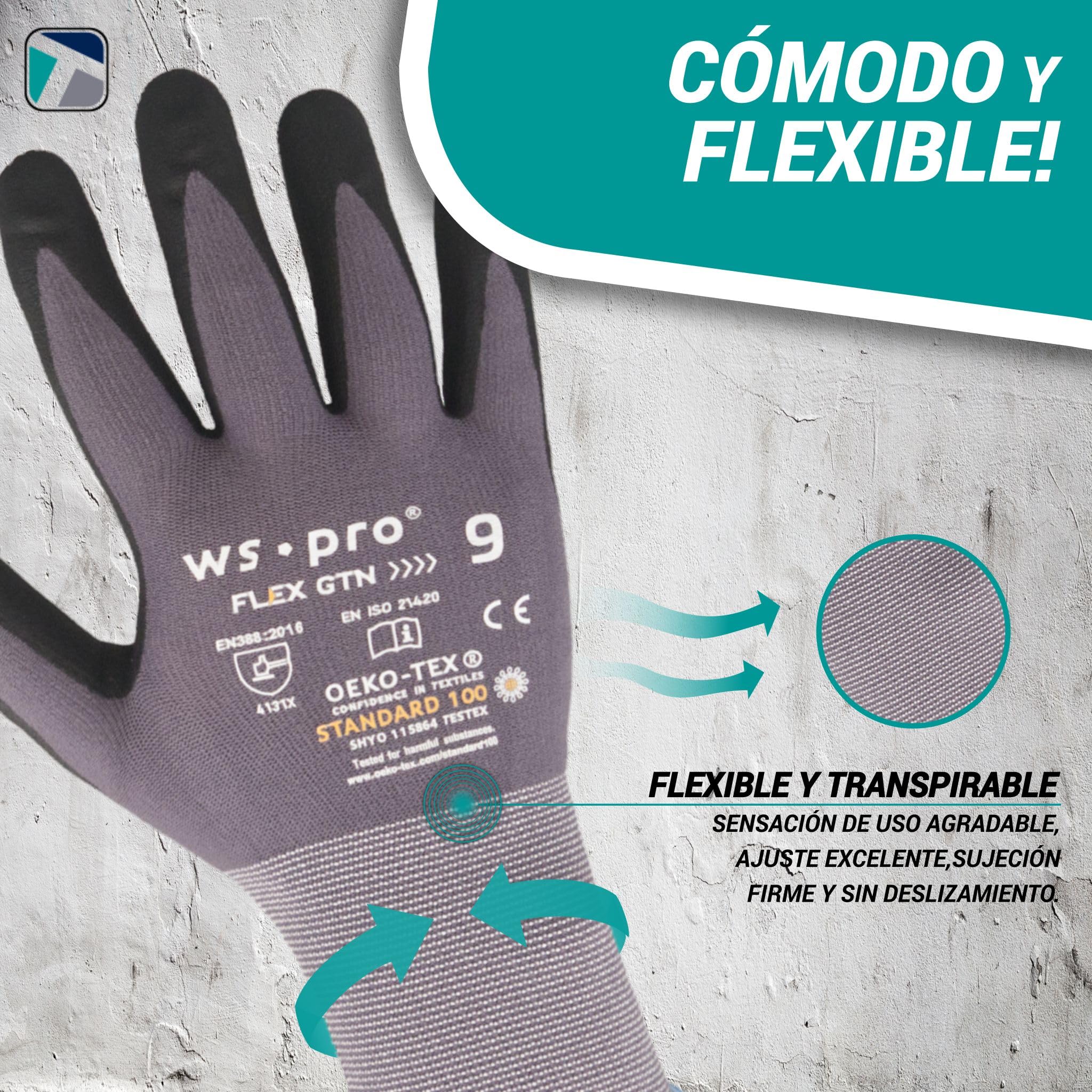 Trevendo Guantes de trabajo WS-Pro FLEX GTN - guantes de montaje - guantes de jardinería - transpirables - flexibles - para hombre y mujer, Talla 11, 72 pares