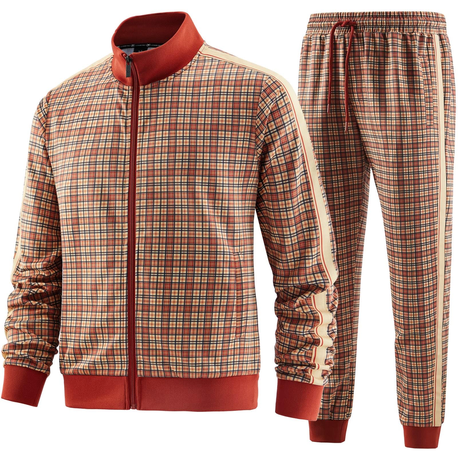 W JIANWANG Tuta sportiva da uomo e da jogging – Tuta sportiva da uomo con chiusura a maniche lunghe, pantaloni sportivi fitness