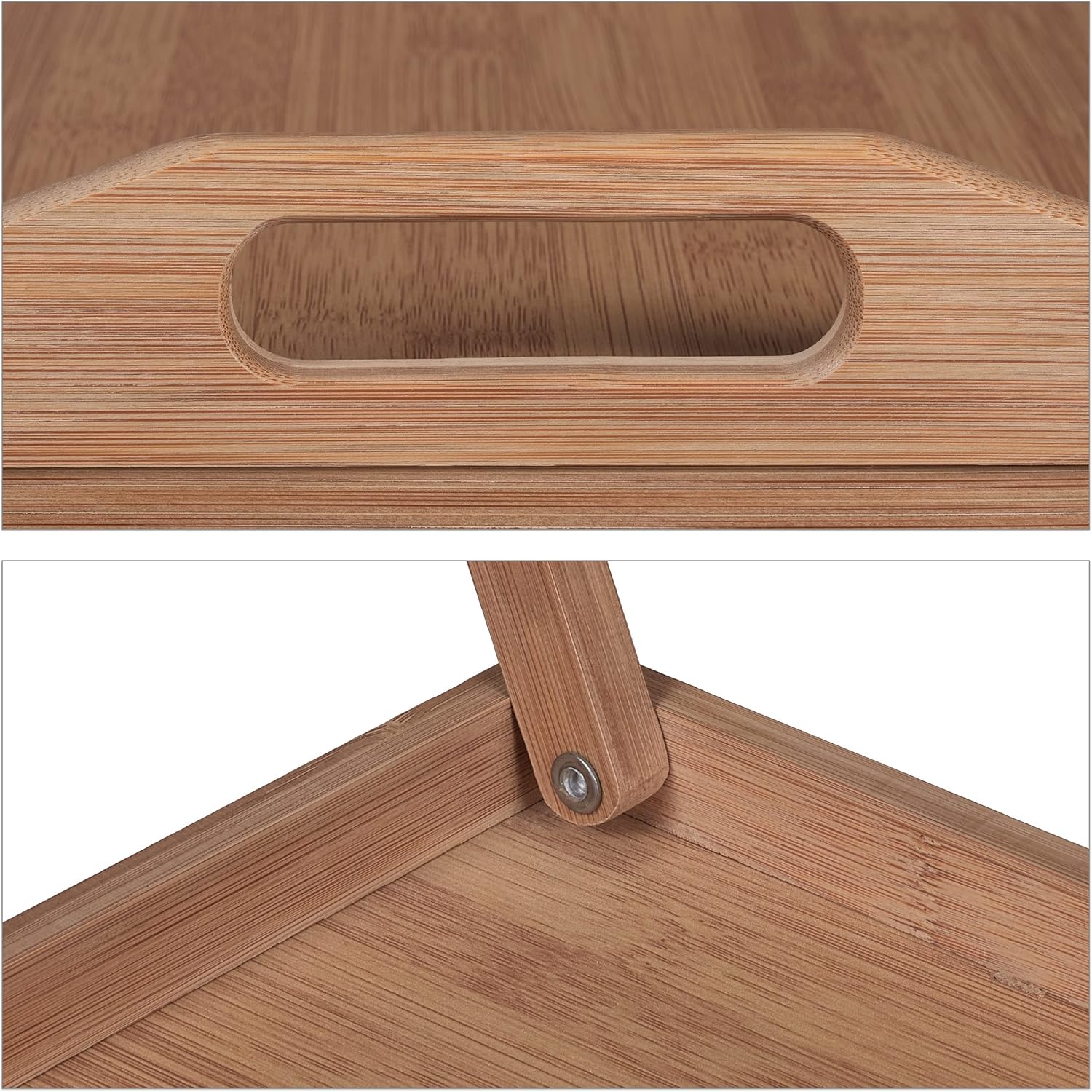 Folding Bed Tray, Food Tray with Feet, Breakfast in Bed, Bamboo & MDF, H x W x D: 25 x 60 x 30 cm, Natural