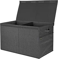 Vista 1 de BALEINE Fabric Storage Bins with Lid, Collapsible Extra Large Storage Boxes Bins Baskets with Divider for Home Organizing (25"x13"x16", Black)