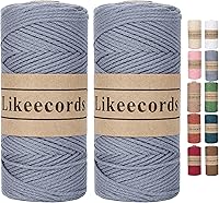 Vista 20 de 100% Algodón Hilo de Ganchillo para Bolsa de 2 mm 170 m Cuerda de Macramé de 2 mm Hilo de Crochet Cuerda de Macramé Regalo para Tejedor (Azul Verde)