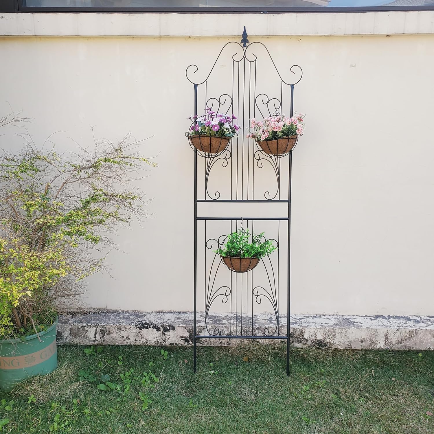 1 Pack 70.8" H x 24.5" W Garden Trellis for Climbing Plants Outdoor, Metal Trellises Decorative Garden Flower Trellis for Vines Plant Rose, Vegetable Support, Black