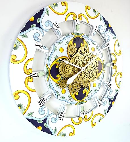 Miniatura 4 de The Gears Reloj redondo de 36 pulgadas con engranajes móviles reales Colección Italia (Atrani)