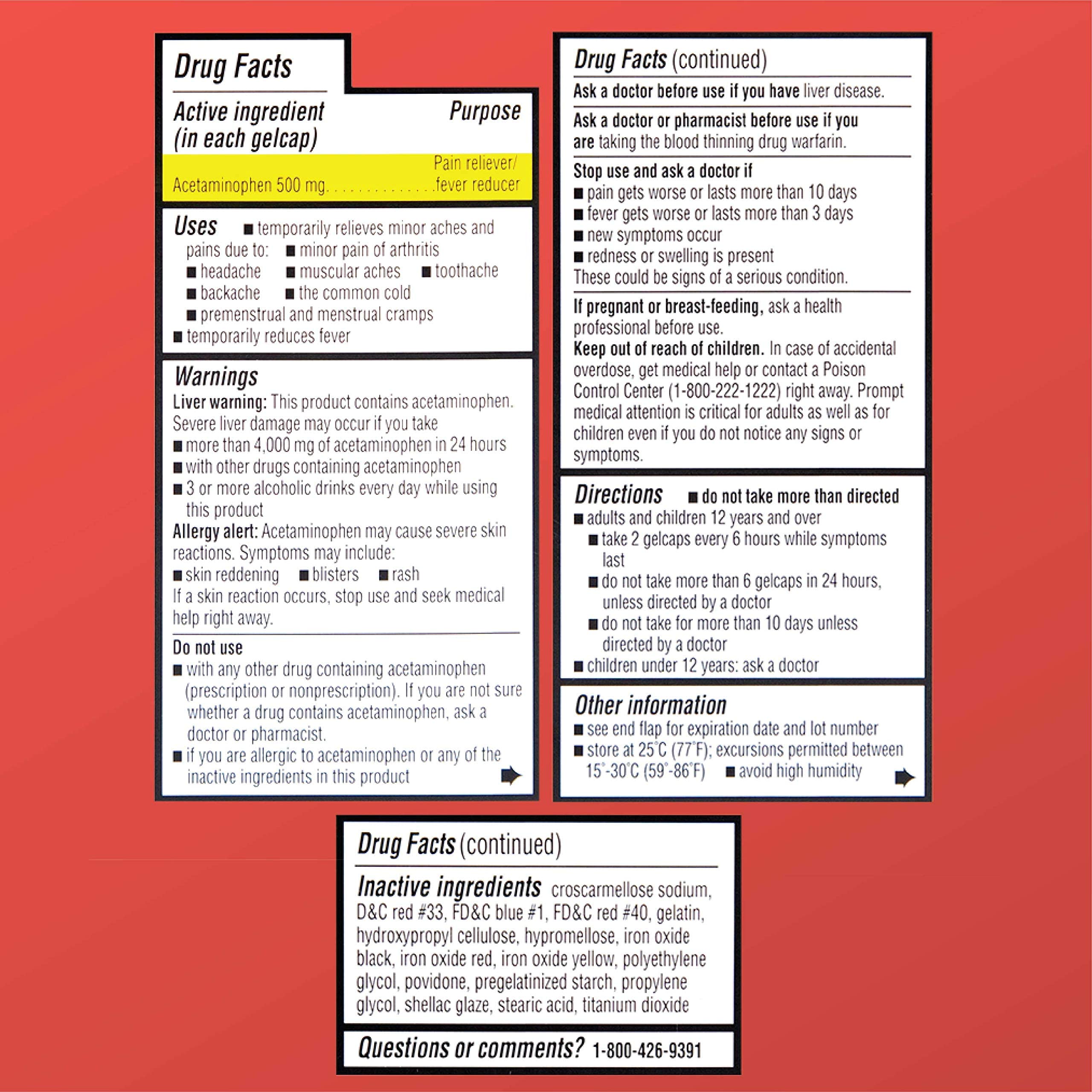 Quality Choice, Extra Strength, Non Aspirin Pain Relief, Acetaminophen 500 MG, Pain Reliever & Fever Reducer, Rapid Release Gelcaps, 50 Count Package — Amazon image 3