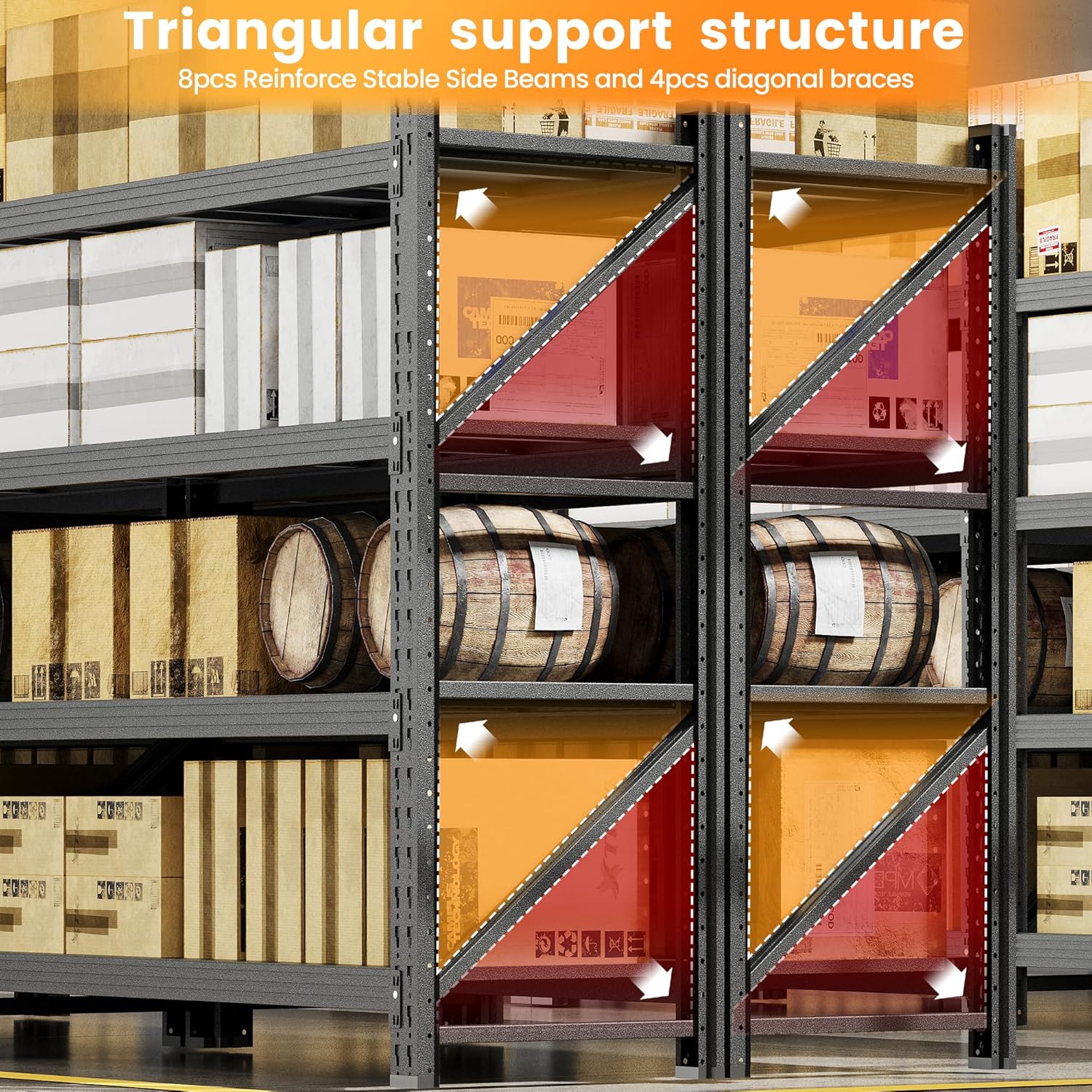 60" W Metal Shelving Heavy Duty, 24" Deep Large Storage Shelves, 4 Tier Tall Steel Industrial Shelving, 5000 LBS Adjustable Standing Shelf for Warehouse/Shop 60" W x 24" D x 70" H - Image 9