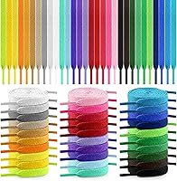 ISUSSER 30 Pairs Flat Colored Shoelaces 31" 40" 47" 54" - Vibrant Durable Strings for Sneakers Boots Skates