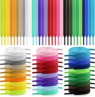 ISUSSER 30 Pairs Flat Colored Shoelaces 31" 40" 47" 54" - Vibrant Durable Strings for Sneakers Boots Skates