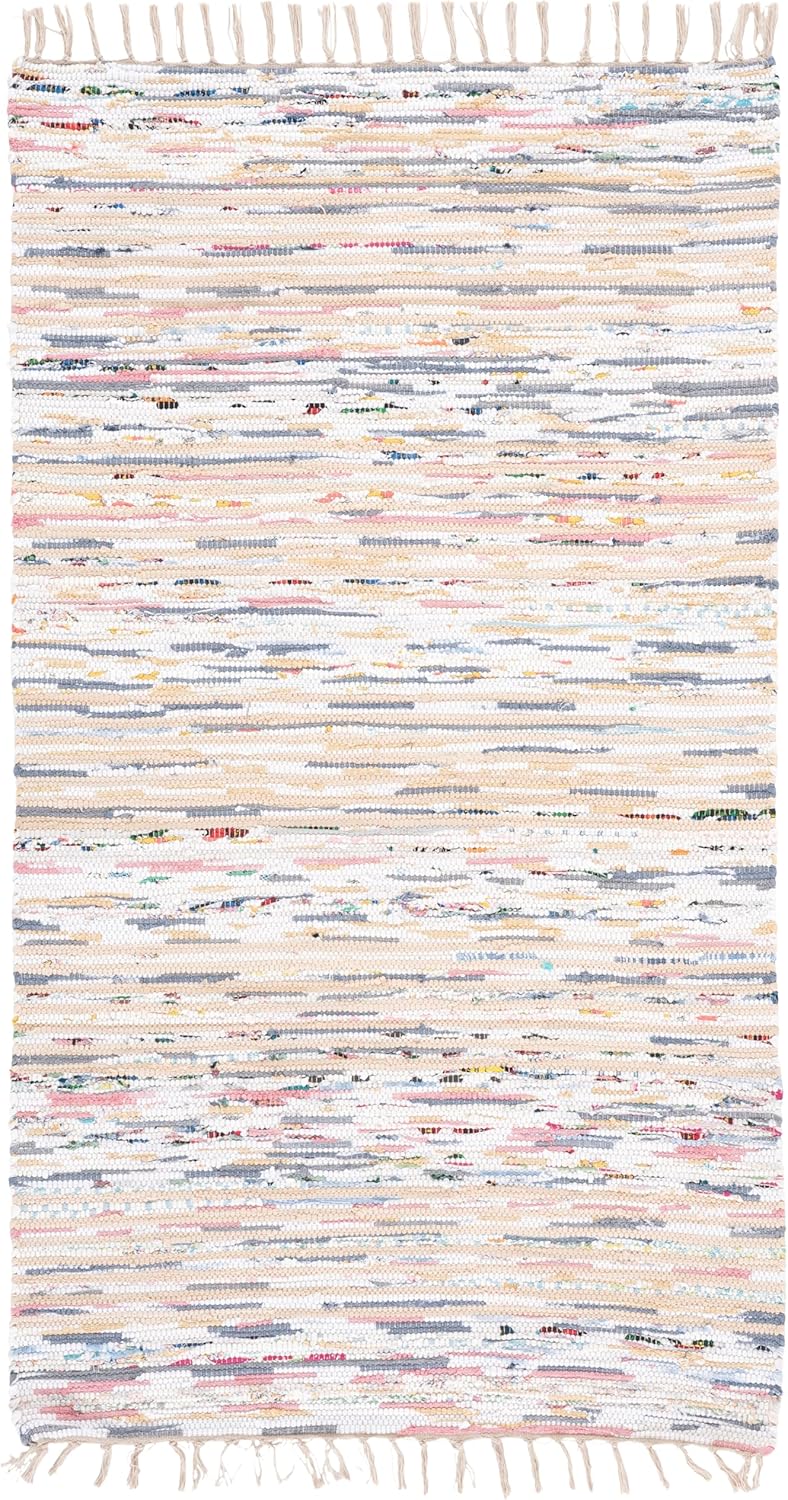 SAFAVIEH Montauk Collection Accent Rug - 3' x 5', Beige & Ivory, Handmade Stripe Cotton, Ideal for High Traffic Areas in Entryway, Living Room, Bedroom (MTK625B)