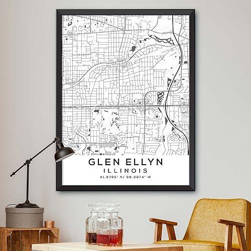 Mapa de Glen Ellyn, Illinois, Light 2 (18x24)