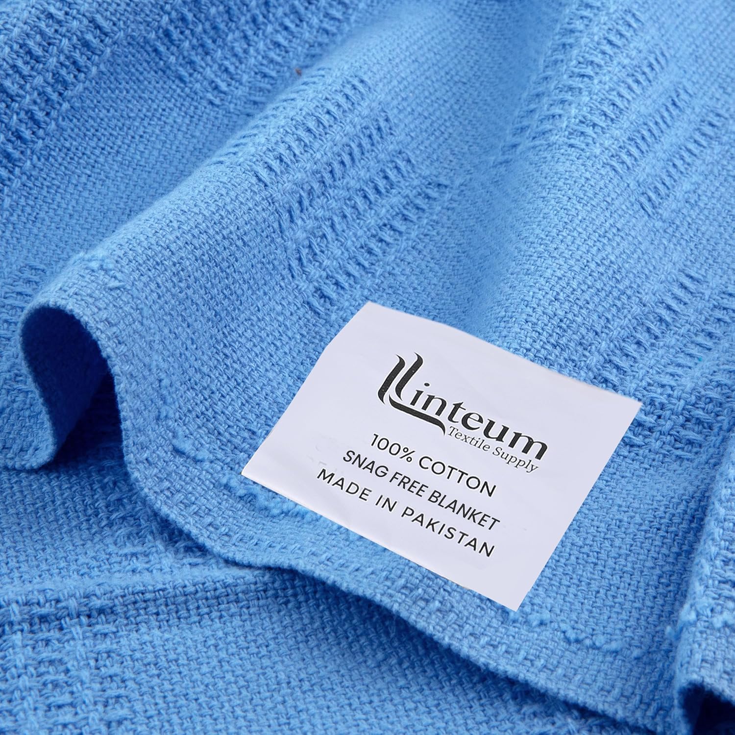 Linteum Textile Supply Institutional Snag-Free 66x90 Hospital Blanket—Durable, Lightweight & Compressed—Ideal for Healthcare Facilities, Nursing Homes & Shelters, 6 Pack (Blue)