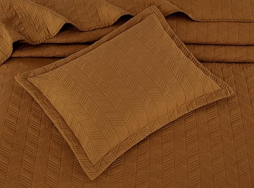 Miniatura 7 de Chezmoi Collection Roswell - Juego de edredón de 3 piezas, 100% algodón, tamaño King, especias, acolchado a rayas geométricas, ligero, vintage,