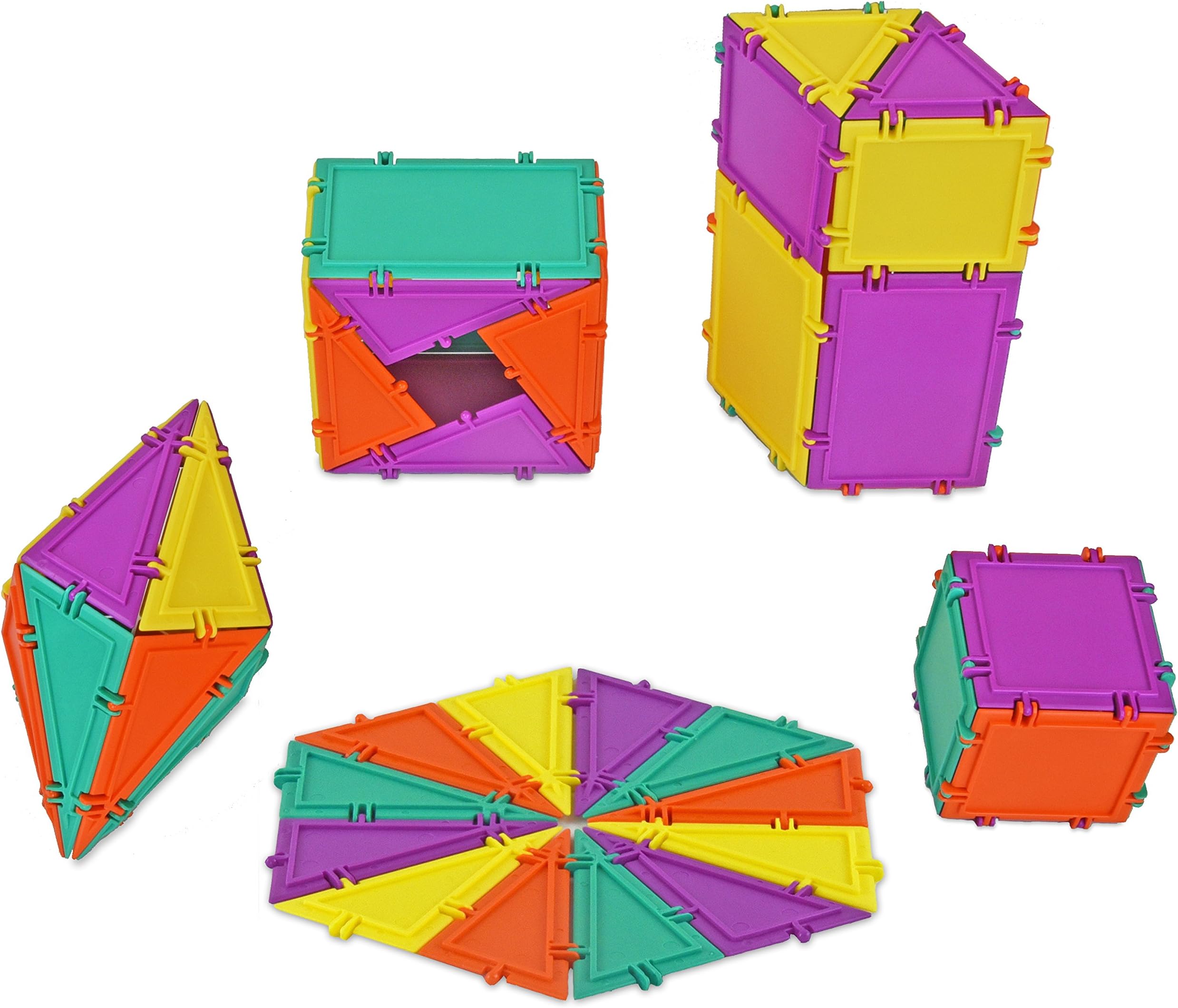 - 3D Building Set for Learning Math, Includes Many Online Activities,32-pc, Made in USA (Triangle/Rectangle/Square)