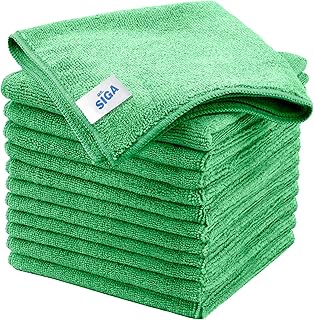 MR.SIGA Mikrofaser-Reinigungstücher, Allzweck-Mikrofasertücher, streifenfreie Reinigungstücher, 12er-Pack, grün, Größe 32 x 32 cm (12,6 x 12,6 Zoll)