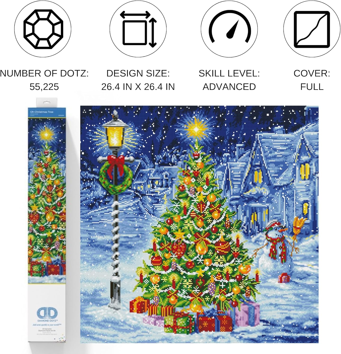 DIAMOND DOTZ Oh Christmas Tree Diamond Painting Kits for Adults - Diamond Art Kits a Relaxing Creative Craft Kit with Dotz Gems 26.4x26.4