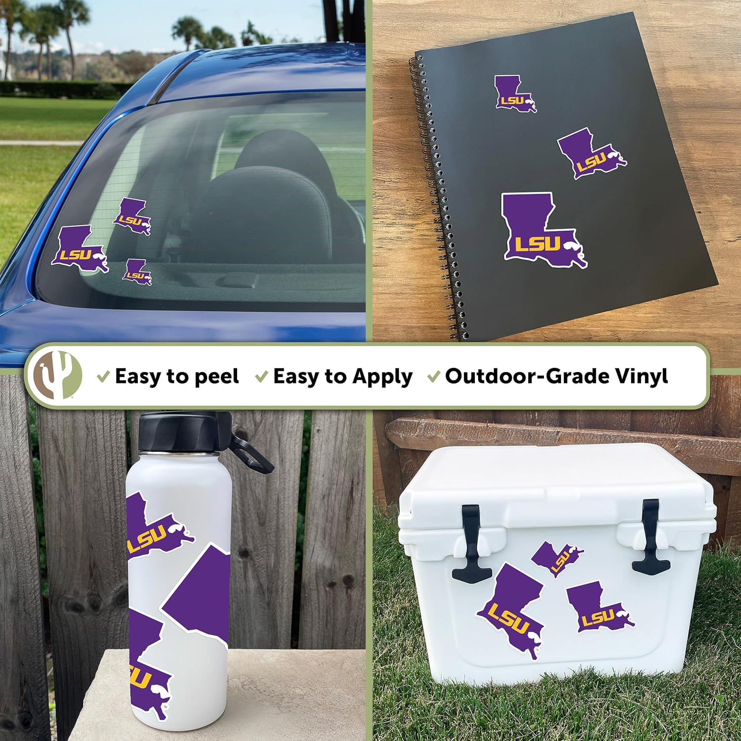 Desert Cactus Louisiana State University Sticker LSU Sticker Tigers Geaux Vinyl Decals Laptop Water Bottle Car Scrapbook T3 (Type 3-6) - Image 2