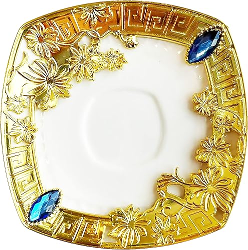 Miniatura 5 de Chandler Juego de café turco expreso, taza de café griego árabe y platillo de 3 onzas líquidas con caja de regalo acrílica dorada, colección de 7