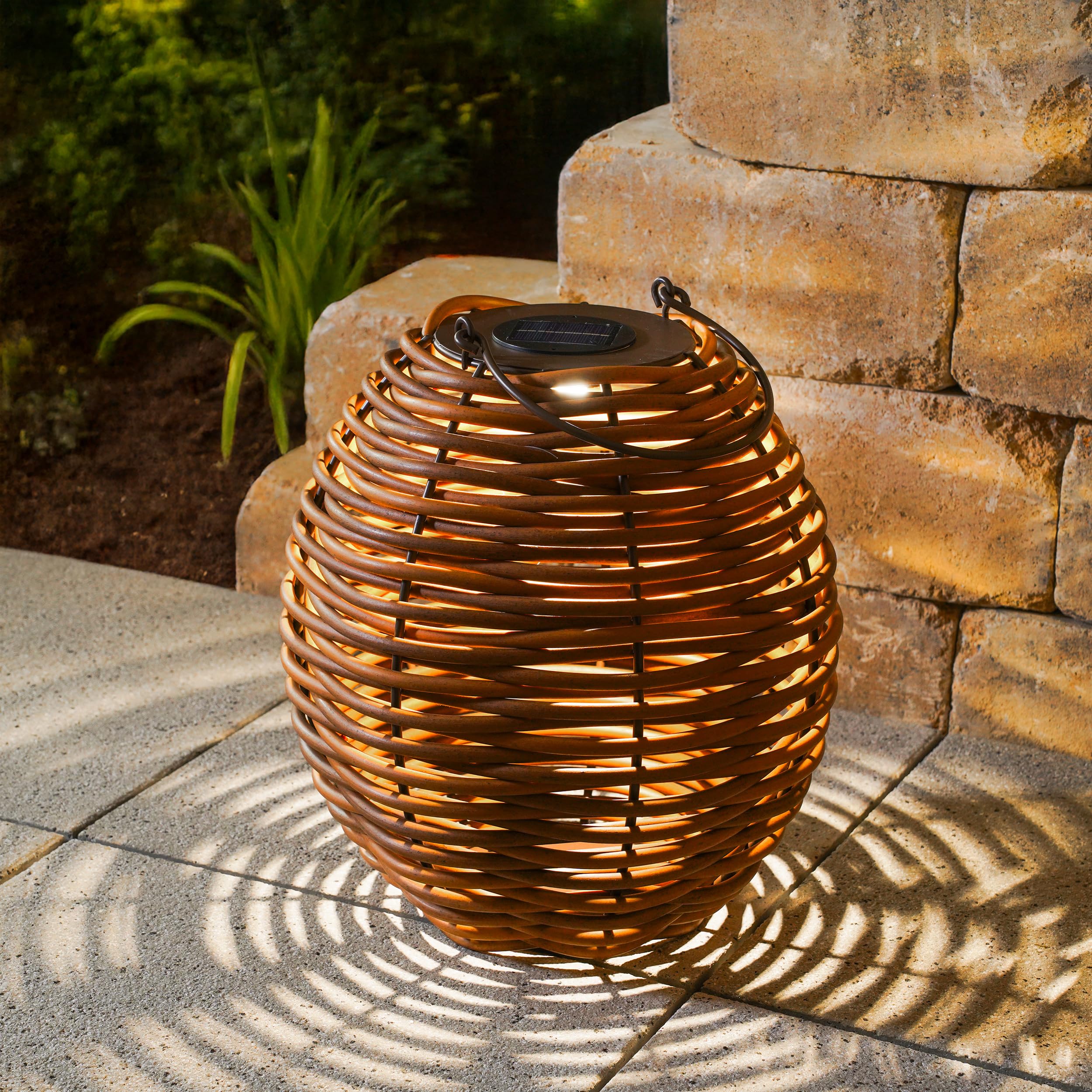 Esotec Solar Windlicht Rattan Gartenlaterne Victoria 30 Außenleuchte 102278
