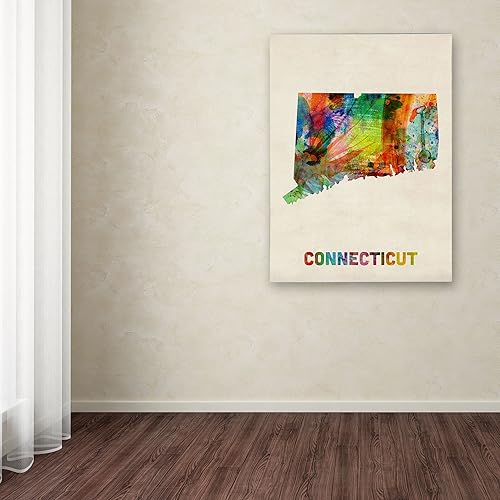 Miniatura 3 de Trademark Fine Art Mapa de Connecticut - Arte enmarcado enmarcada enmarcada por Michael Tompsett en marco negro, 16 x 20 pulgadas