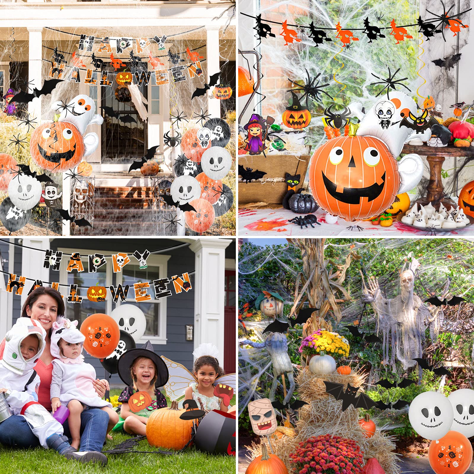 Halloween Deko-Set Für Kinder – Mit Banner, Ballons, Spinnennetz & Mehr, Für Gruselpartys