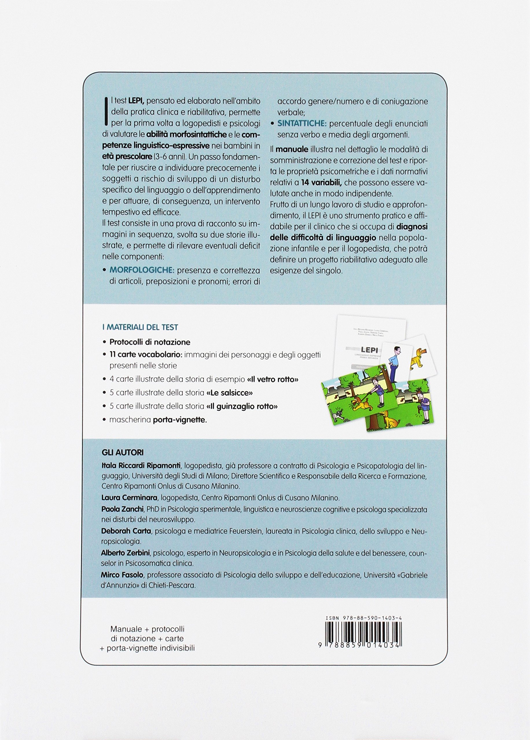 LEPI. Linguaggio espressivo prima infanzia. Test per la valutazione delle competenze espressive e morfosintattiche in età prescolare. Con 25 Carte illustrate. Con Mascherina porta-vignette. Con 6...