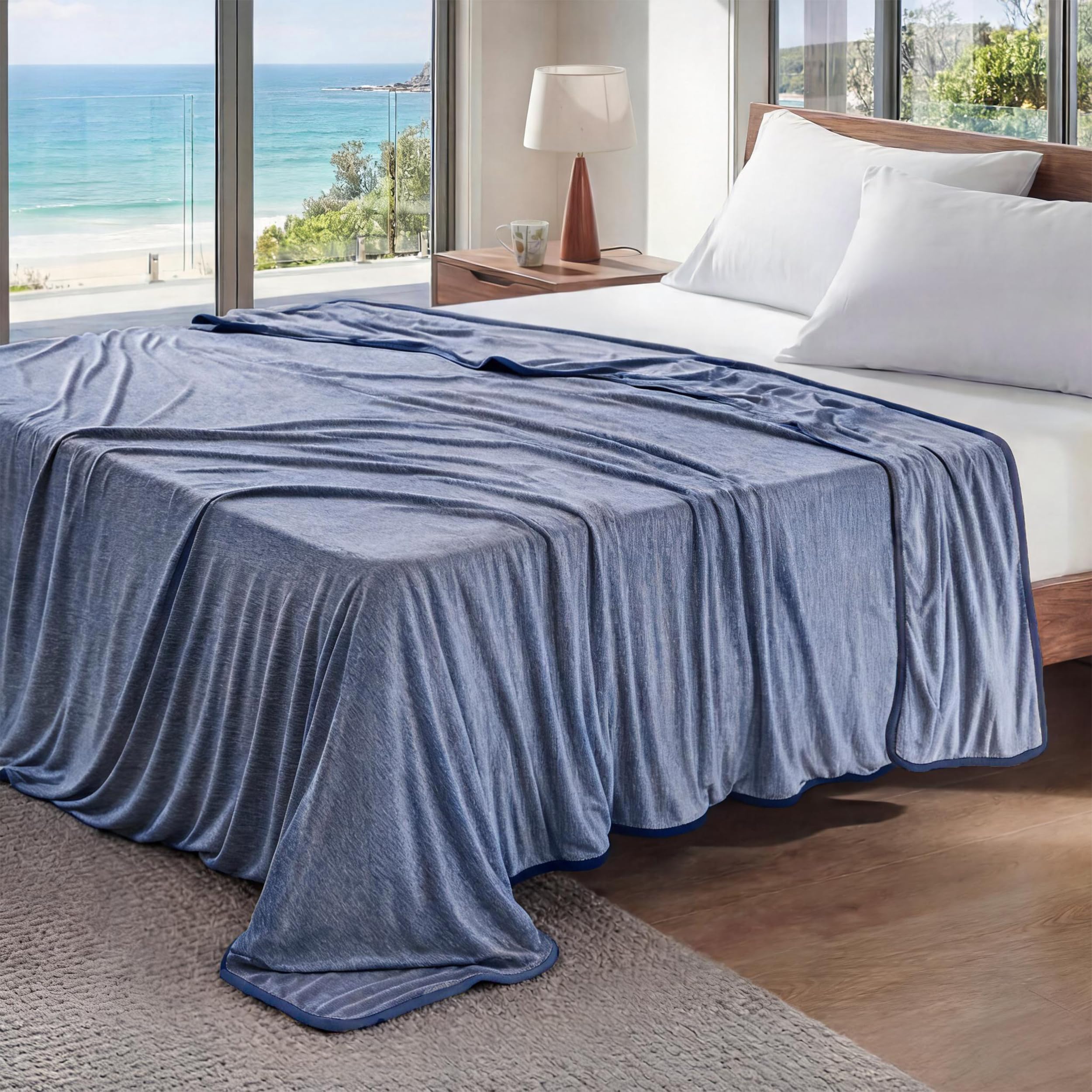 Amazon.com: Bedsure Navy Blue Cooling Blanket King Size for Hot