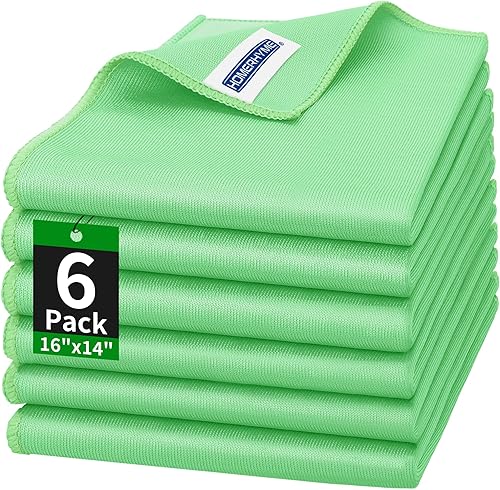 Miniatura 25 de HOMERHYME Paño de limpieza de microfibra para vidrio, paquete de 12 paños de limpieza de ventanas, paños de pulido reutilizables sin pelusas ni