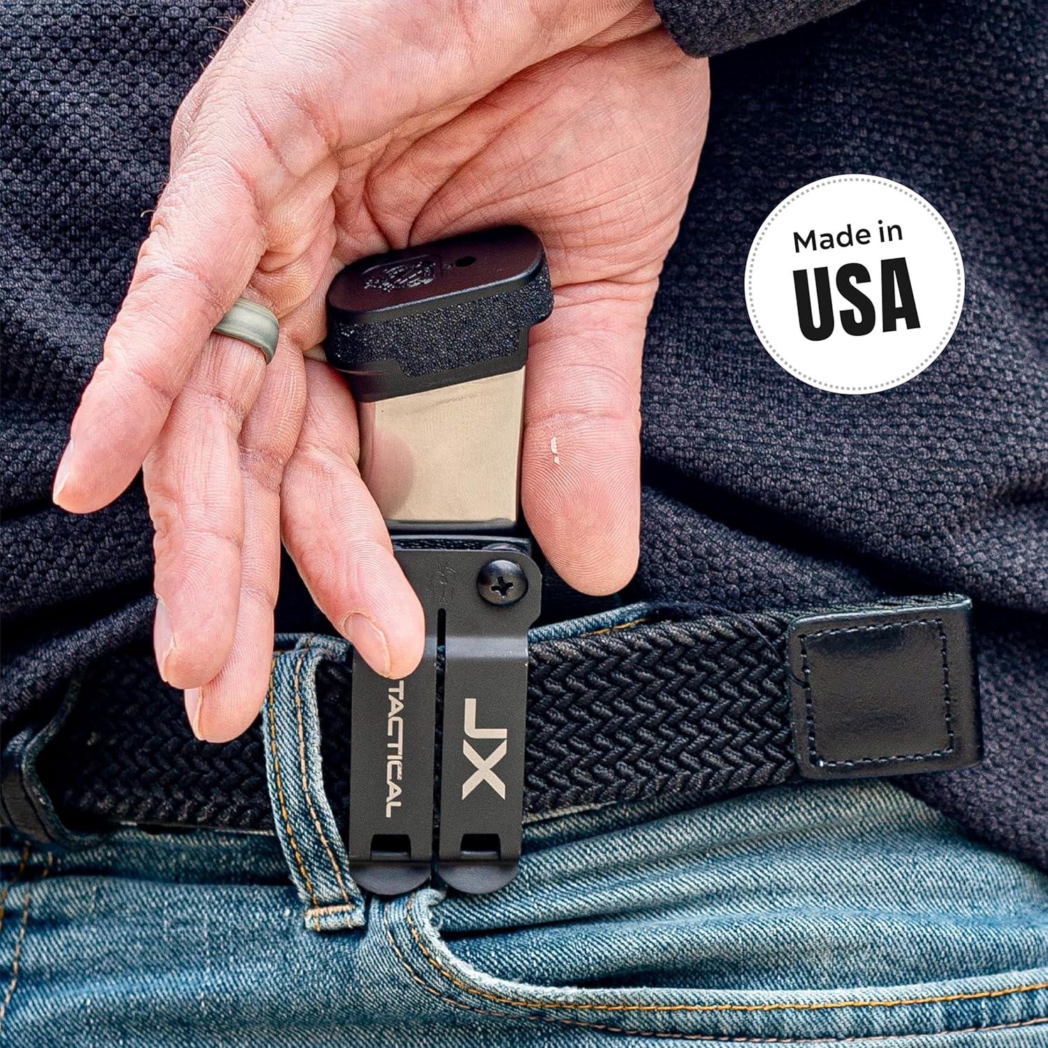 JX Tactical - Pistol Mag Pouch - 1.5 Stack - with Monoblock - Made in U.S.A