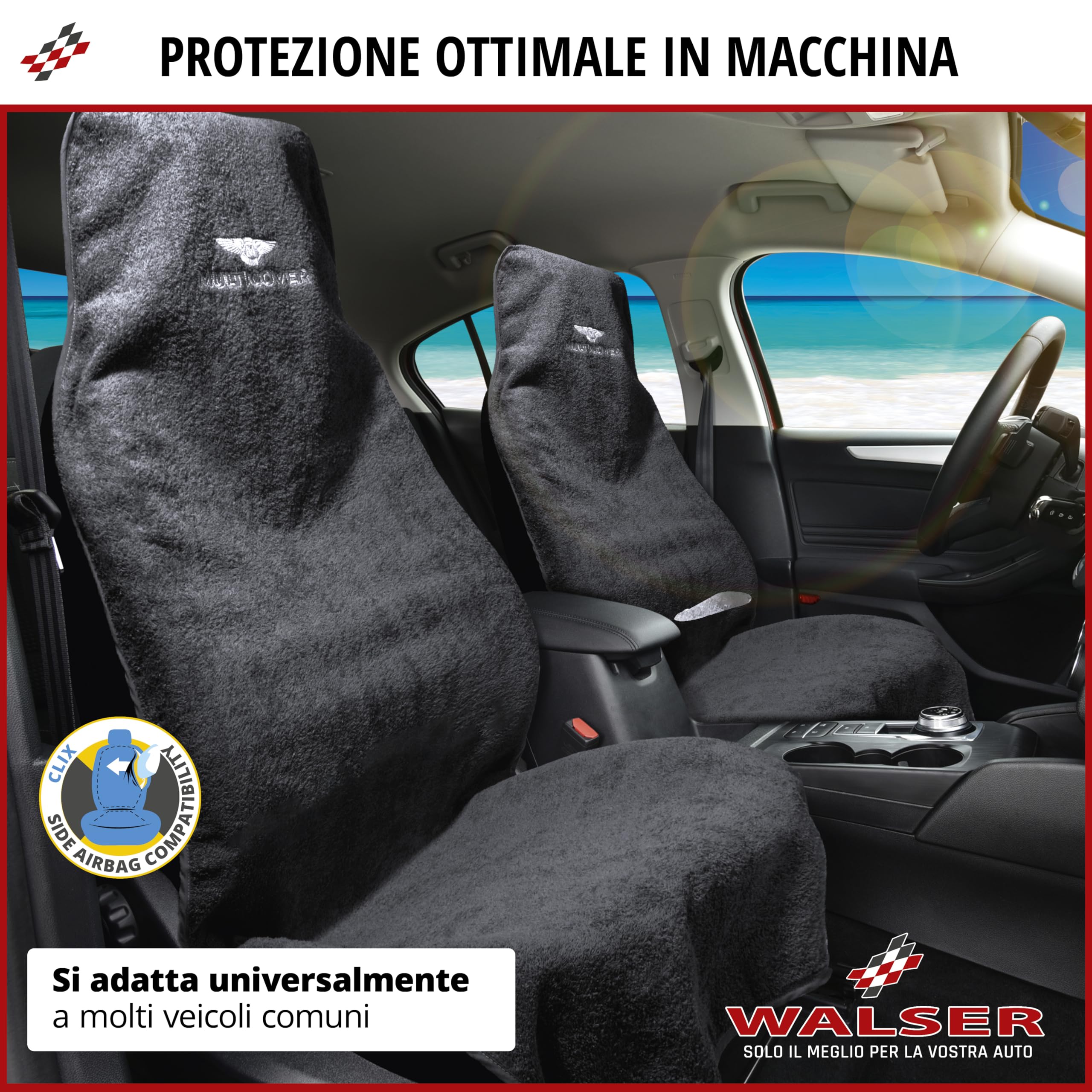 Walser coprisedile Multicover, coprisedile auto universale, coprisedile auto lavabile grigio