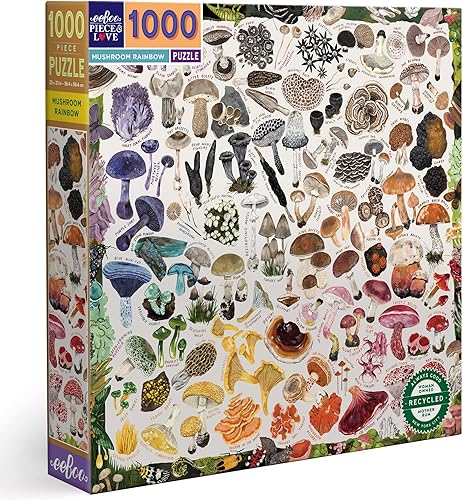 eeBoo Piece and Love Mushroom Rainbow - Rompecabezas cuadrado de 1000 piezas para adultos a partir de 14 años (PZTMRW)