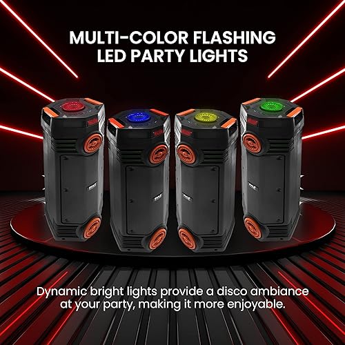 Miniatura 4 de Pyle Altavoz PA portátil Bluetooth de 300 W, con control remoto, doble 6.5 pulgadas, recargable, para interiores y exteriores, sistema de audio de