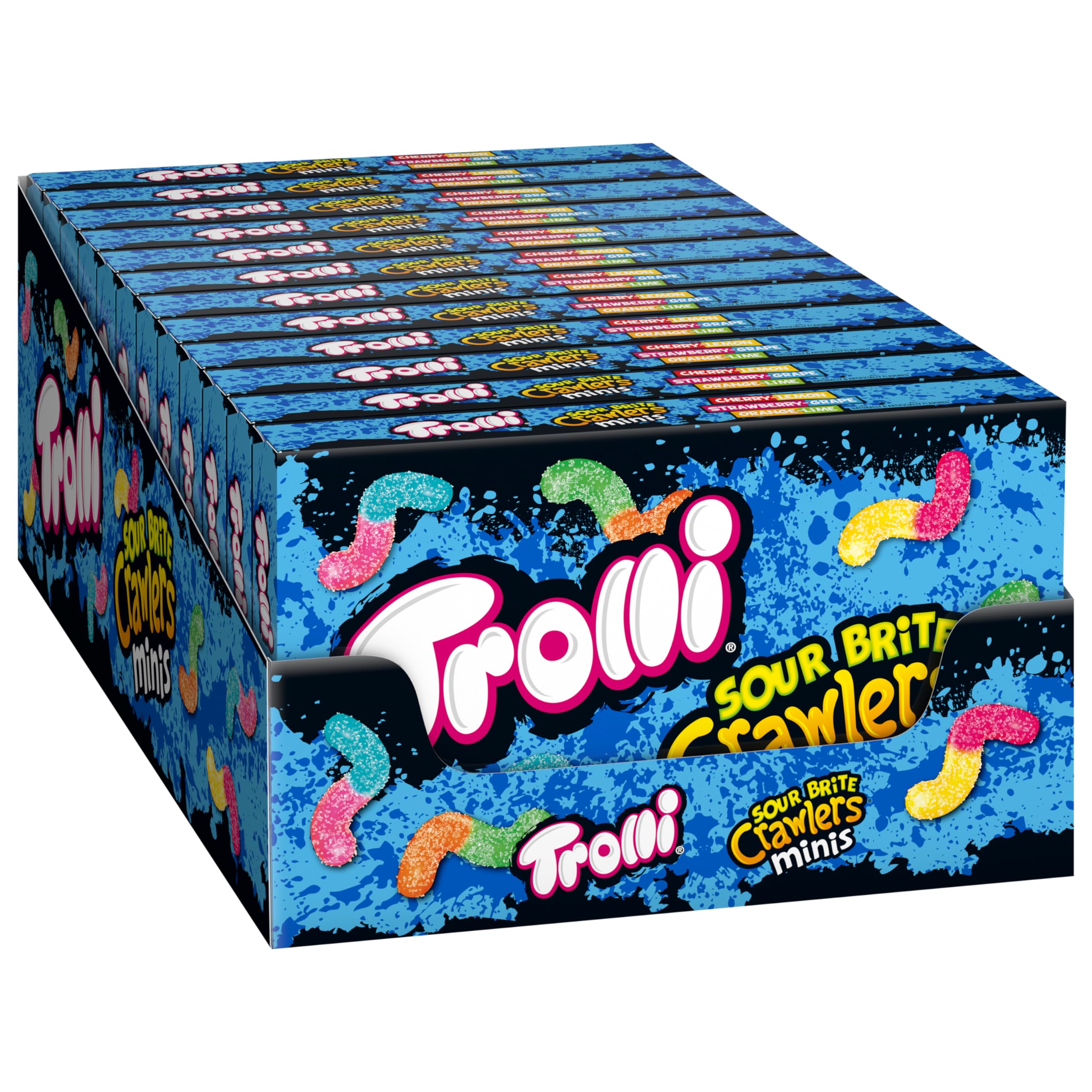 Sour Brite Crawlers Minis, Sour Gummy Worms, 3.5 Ounce Theater Candy Boxes (Pack of 12)