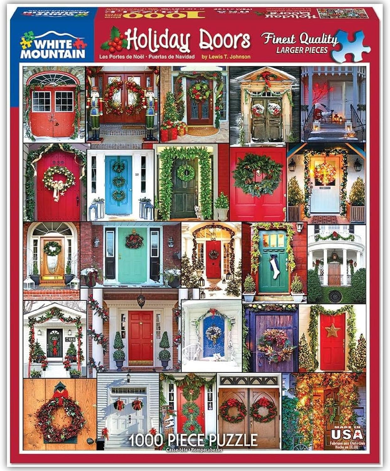 White Mountain Puzzles Holiday Doors - 1000 Piece Jigsaw Puzzle