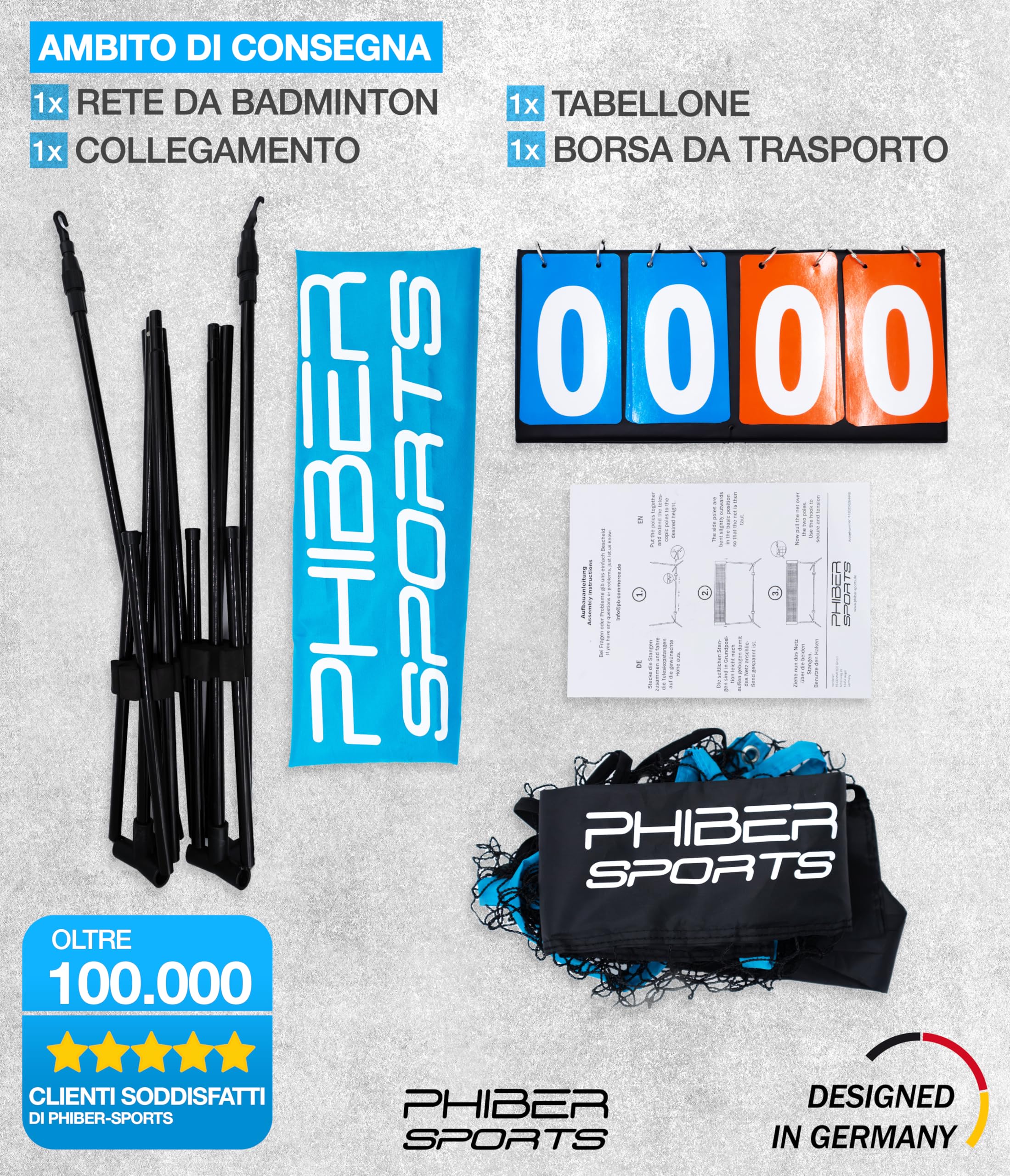 PHIBER-SPORTS Rete Multiuso Regolabile 420 Cm - Per Badminton, Tennis, Pallavolo E Calcio Con Borsa Trasporto - Foto 5
