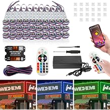 WICHEMI Storefront LED Lights Bluetooth APP Control LED Modules for Signs 100ft 200PCS 3 Led 5050 SMD RGB LED Strip Lights Business Window Lights Super Bright Waterproof for Store Advertising D&eacute;cor