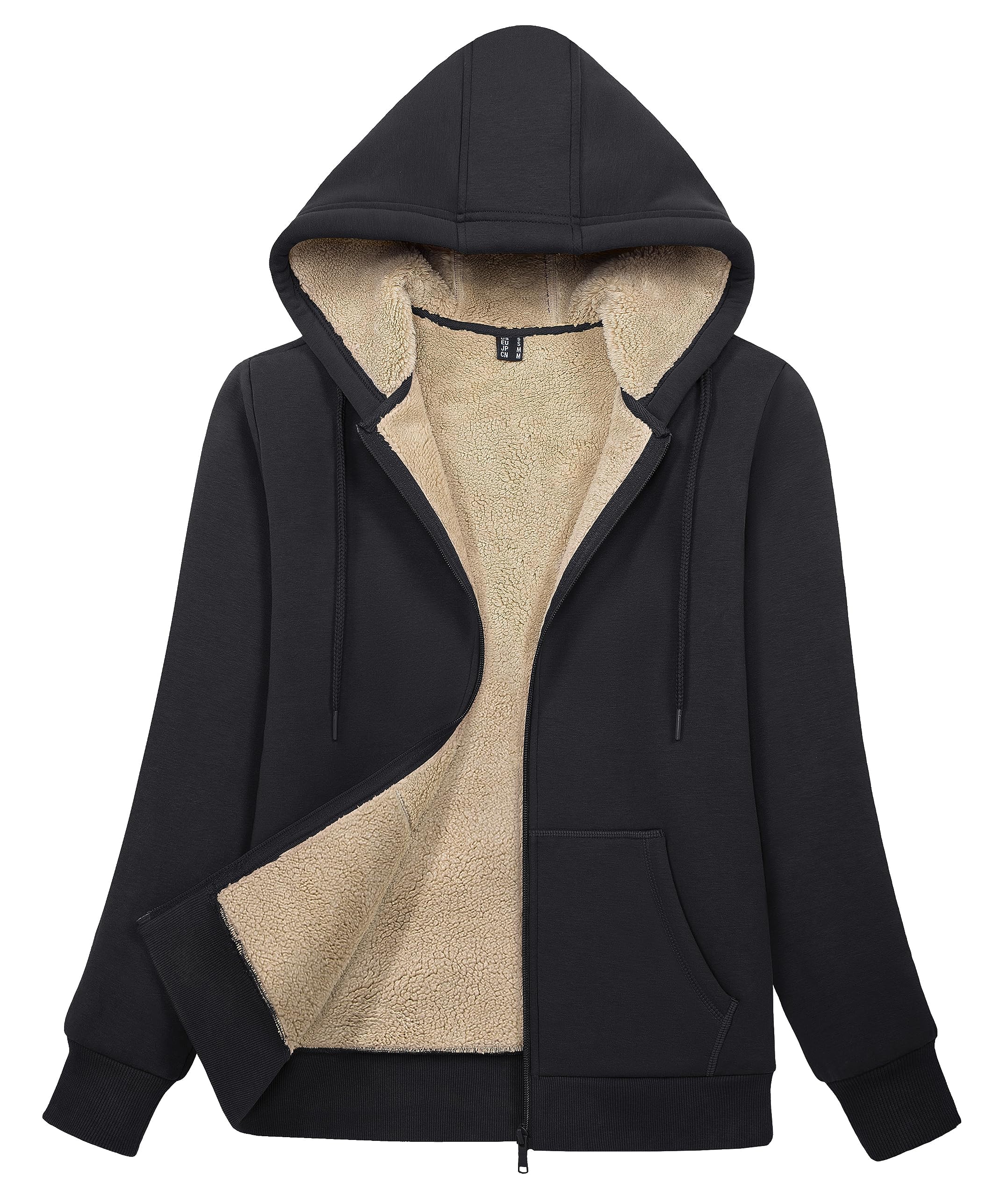 MAGCOMSEN Women Zip Up Hoodies Sherpa Lined Fleece Jackets Long Sleeve Winter Warm Tops Sweaters Casual Fashion Jackets