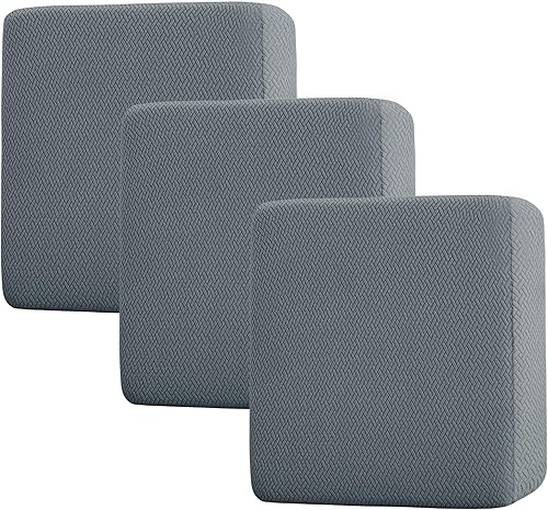 Jin Le Juego de fundas elásticas para cojín de sofá de 3 cojines, funda de cojín de jacquard suave y gruesa, tela lavable con textura elástica y