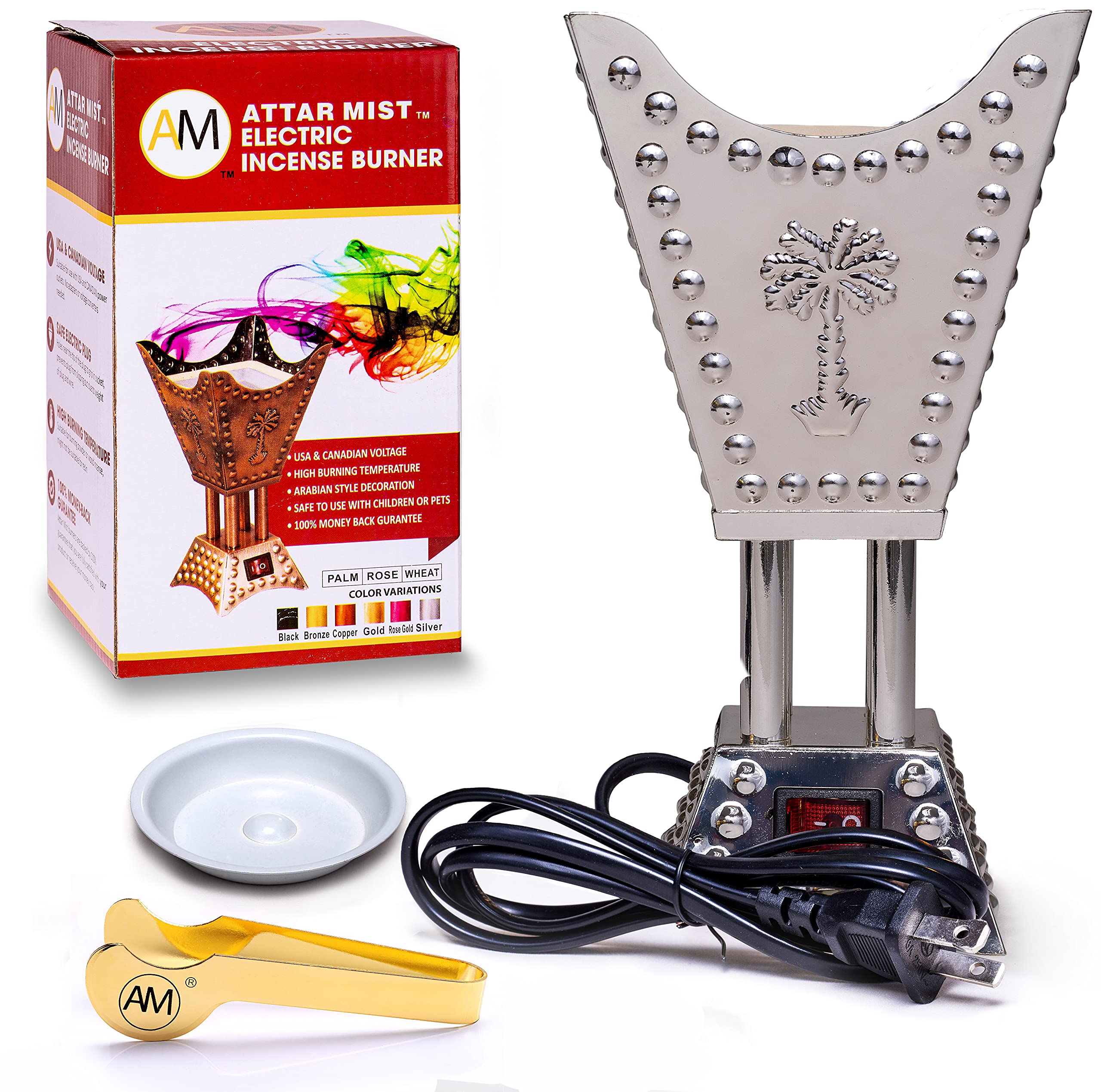 Amazon.com: AM Electric Incense Burner - Square Metallic Arabian