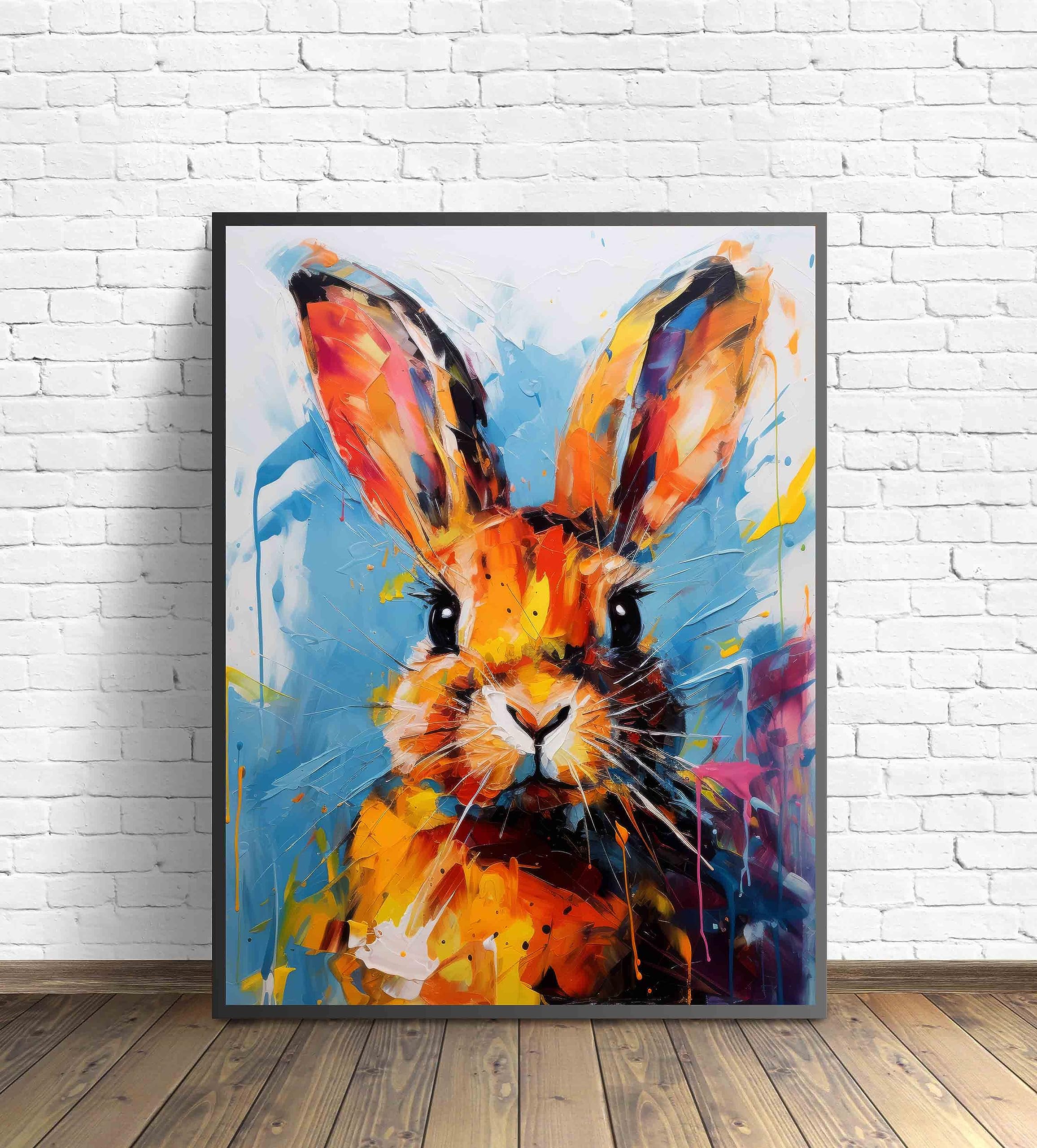 Amazon.co.jp: ウサギポスターアートプリント、動物絵画ウォールアート