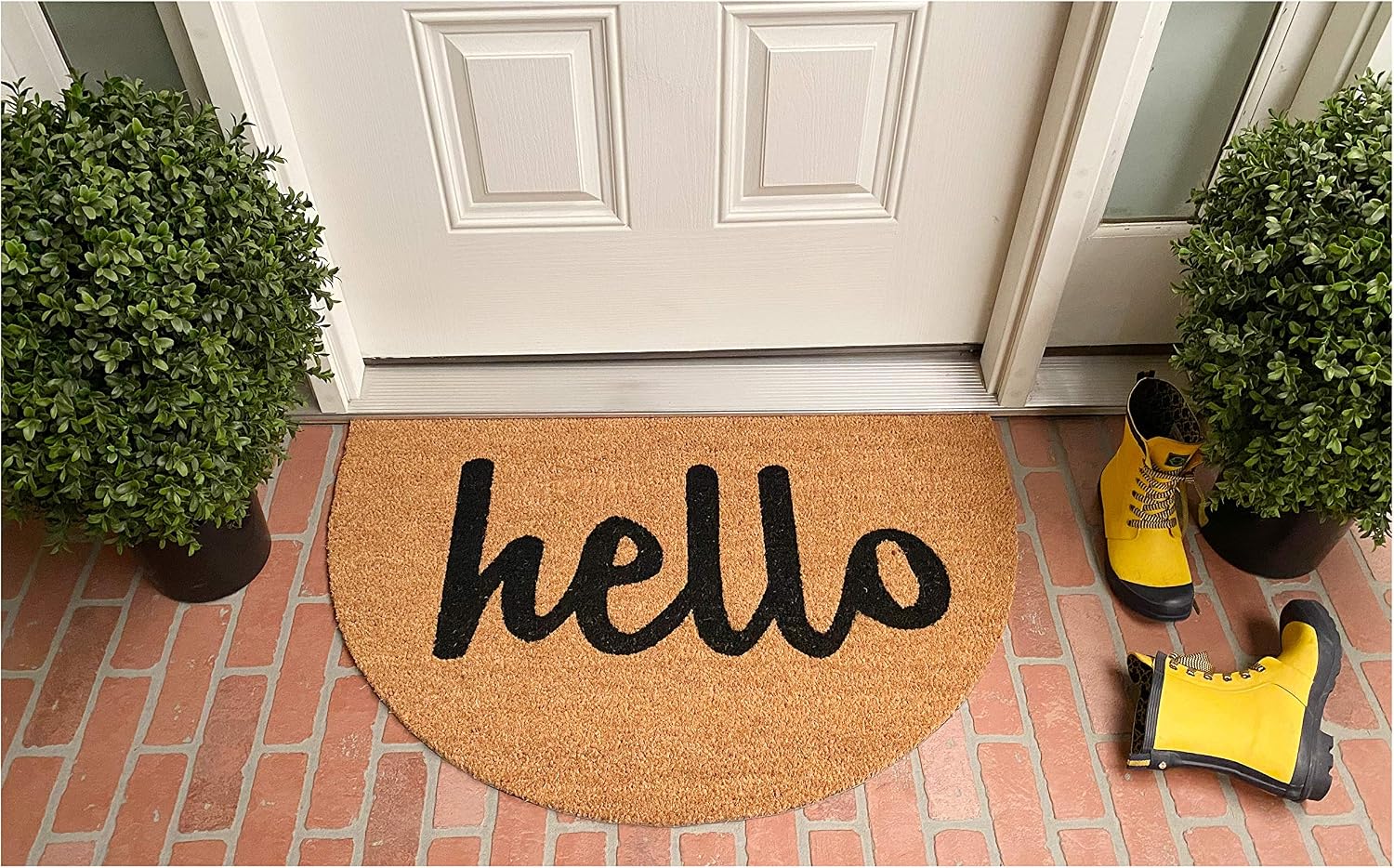 Calloway Mills AZ106122436 Hello Arch Shape Doormat, 24" x 36", Natural/Black
