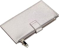 Vista 5 de Travelambo RFID Billetera de mujer con varios compartimientos para varias tarjetas con bolsillo con cierre, talla única