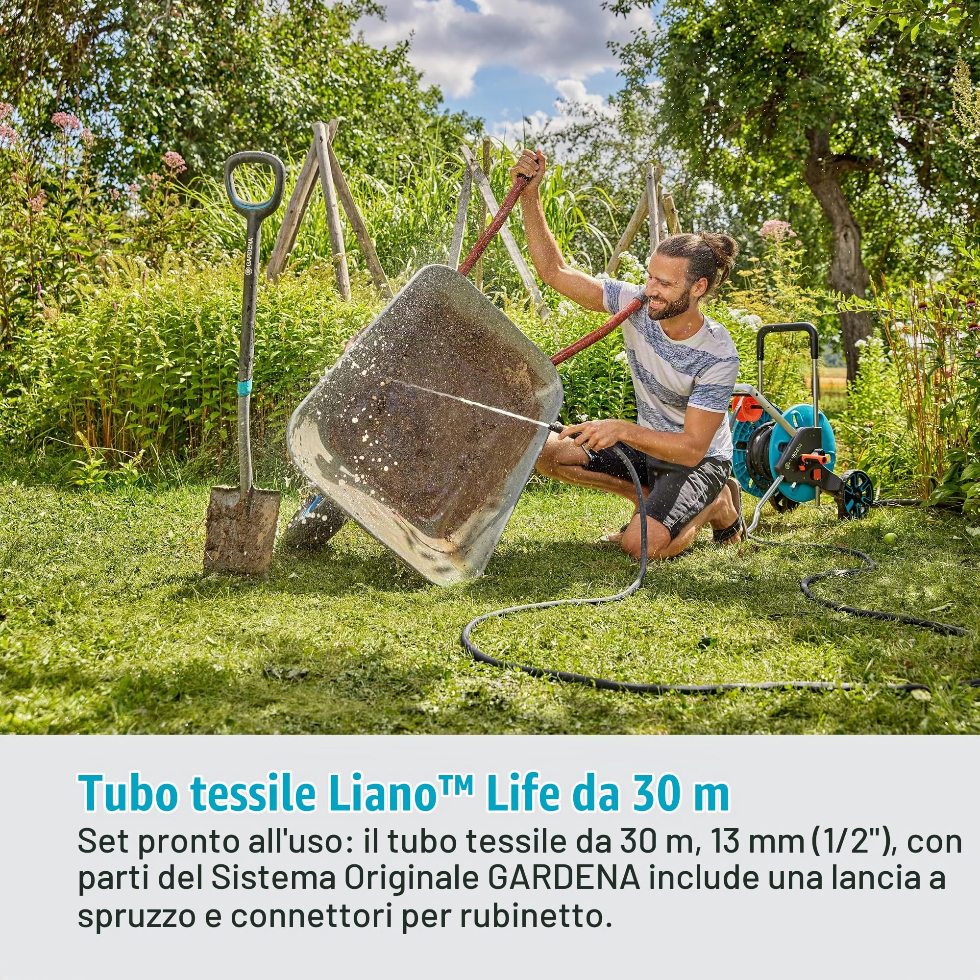 Gardena Liano Life Tubo in tessuto 1/2 pollici, 30 m: tubo da giardino in tessuto molto flessibile, con tubo interno in PVC, non si piega, peso ridotto, resistente alle intemperie (18457-20)