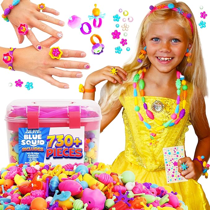 Blue Squid Snap Pop Beads for Girls