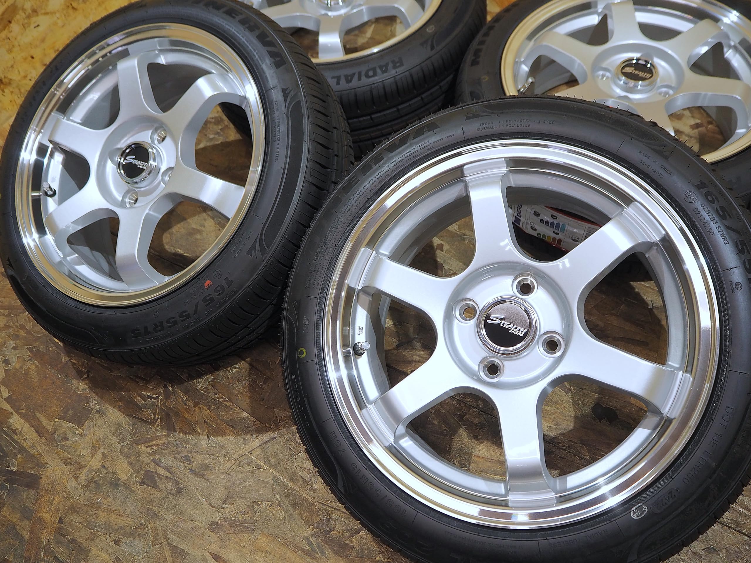 Amazon | 165/55R15 6.5J+38 4H100 タイヤホイールセット 1台分