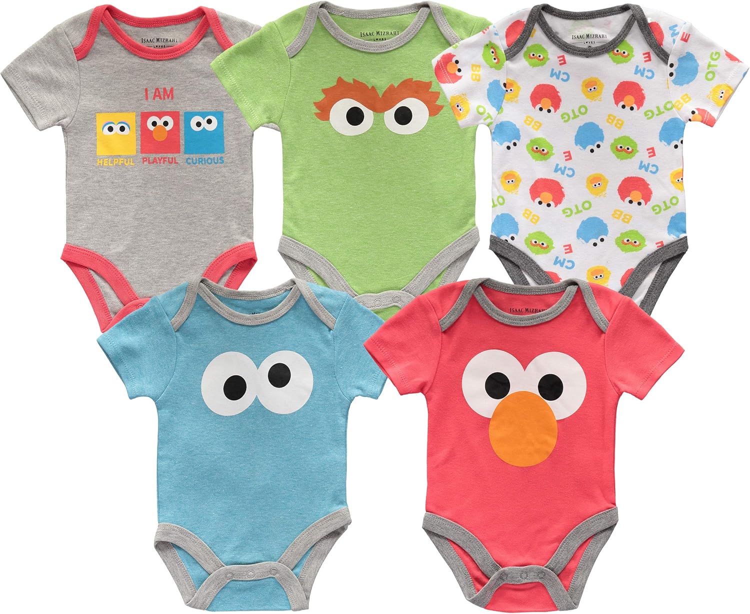 Happy Threads baby-boys Sesame Street Baby Boys’ Elmo Cookie Monster Bodysuit Multi Pack Gift Set