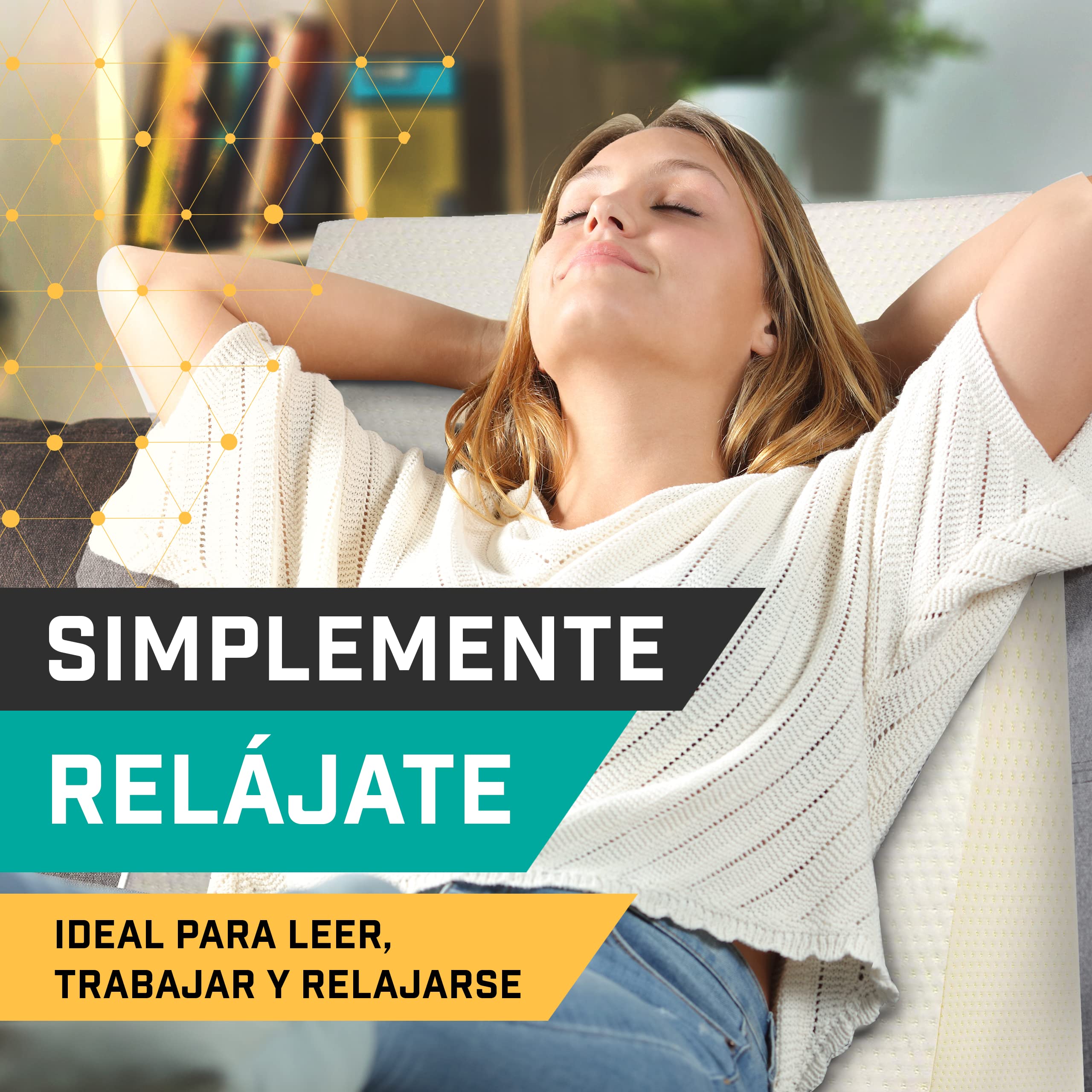 Almohada de Lectura - Almohadas Antireflujo Ergonómicas, cojín con forma de cuña para cama y sofá, soporte para la espalda y elevador de piernas con forma triangular