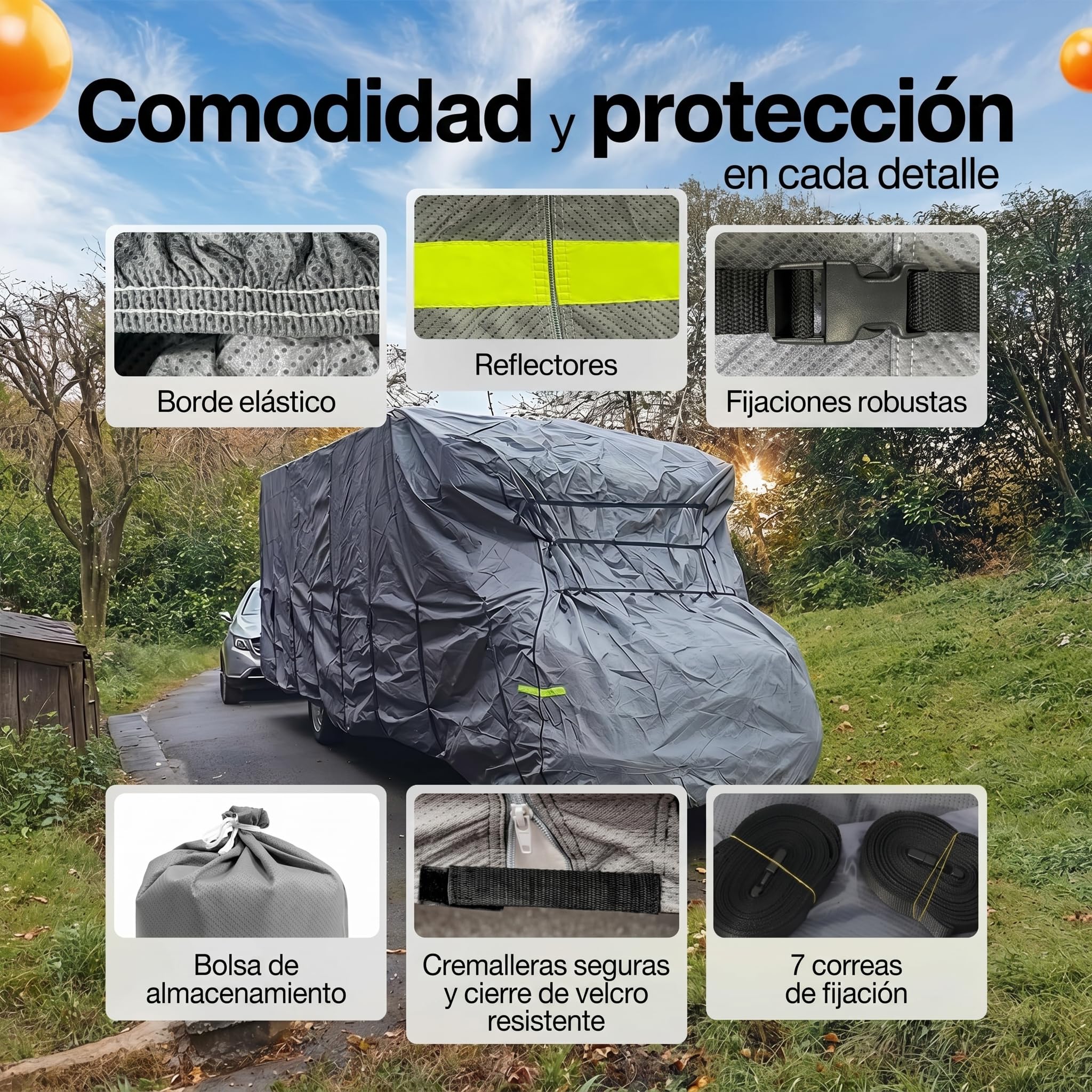 Funda para remolque, cubierta protectora de 4 capas para autocaravana, resistente a la intemperie y transpirable, resistente a los rayos UV, resistente a roturas y a la intemperie, funda