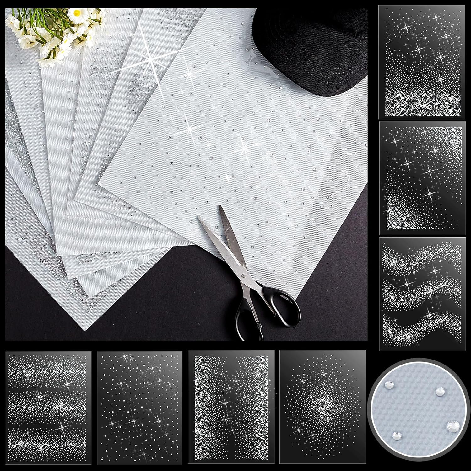 Harloon ラインストーンアイロン接着グリッターホットフィックスクリスタルラインストーンデカール バルク 2mm 3mm フラッ