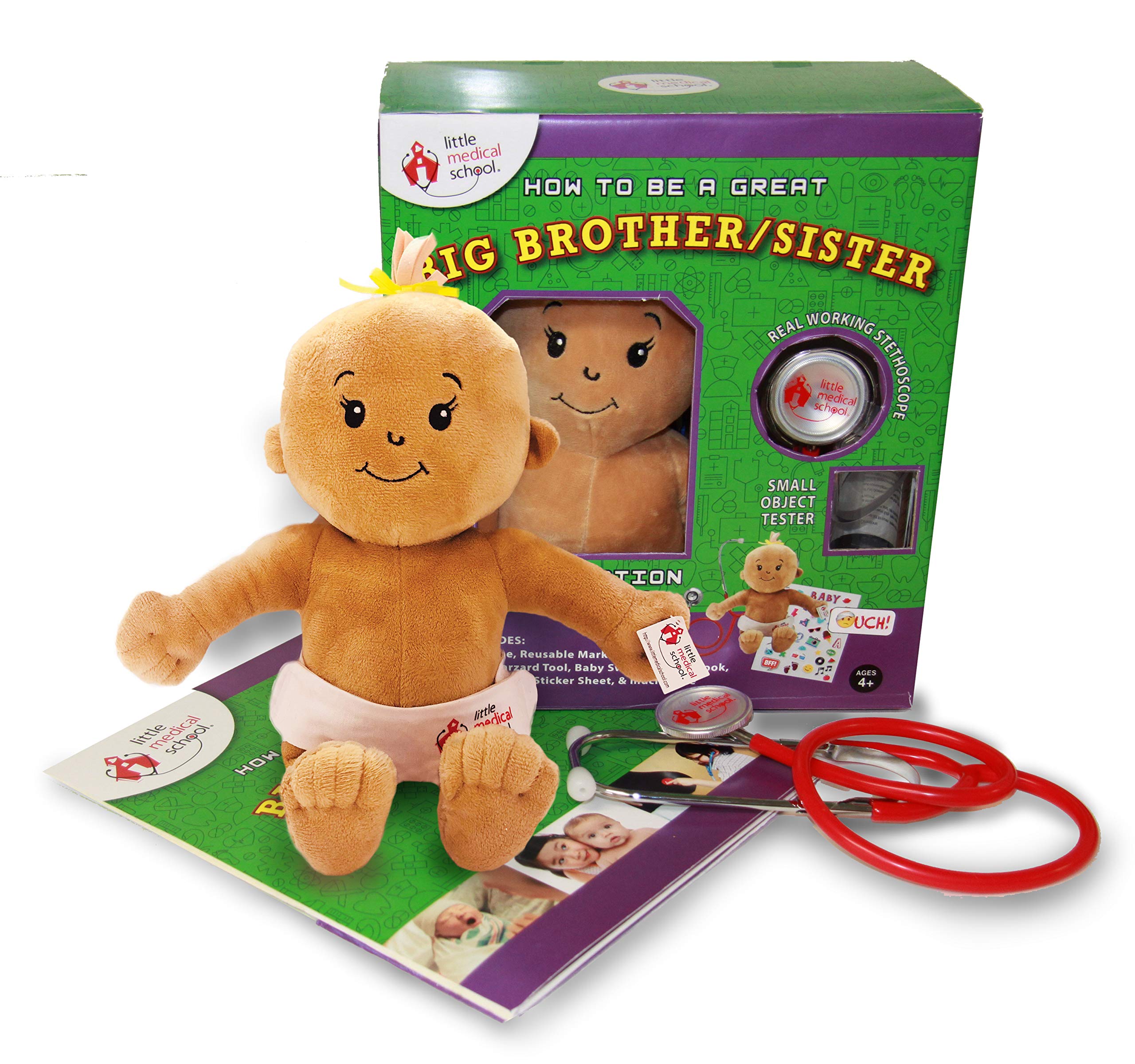 Little Medical School How to Be A Great Sibling Kit - Includes Plush Baby Doll, Real Stethoscope, Ch